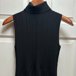 NWT White House Black Market Black Varigated Rib Sleeveless Peplum, Size XS